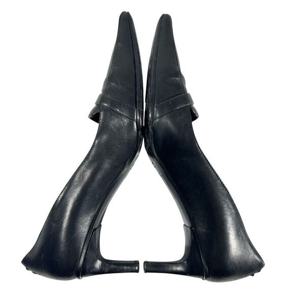 Gucci Size Sz 7 Leather Black Authentic w/ Serial# Slip-On Heel Pumps Size 37C I - Picture 8 of 12
